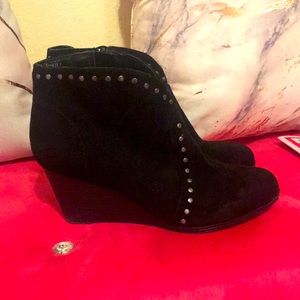 Black studded wedges boots